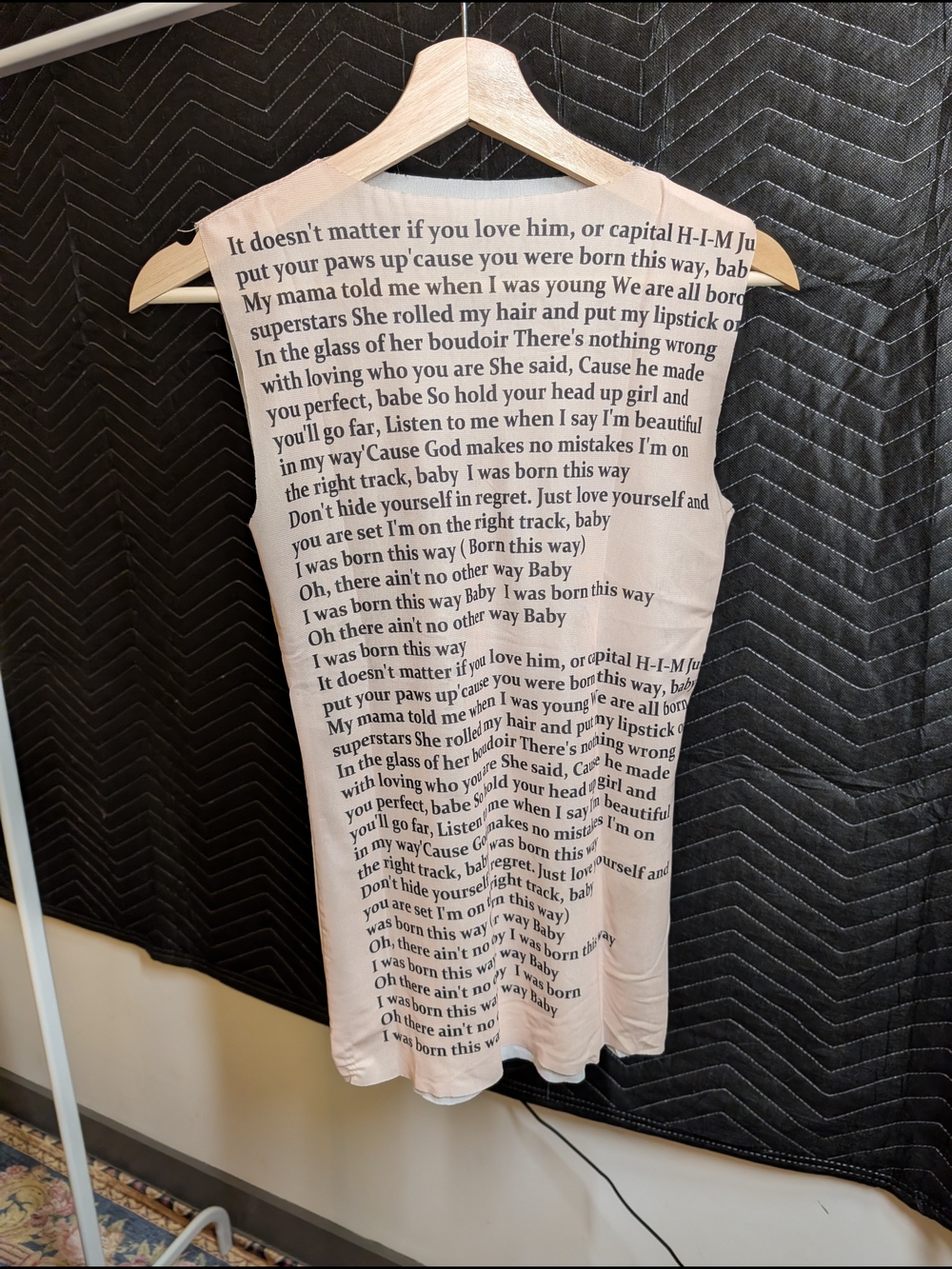 Lady Gaga Born This Way Lyrics Graphic Text Tank Top - Cream with Black Print